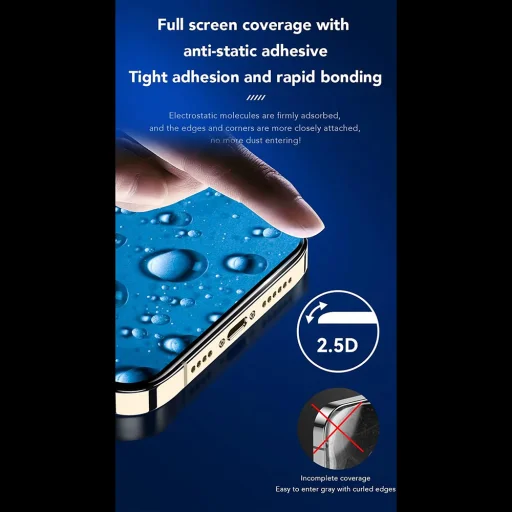 Apple iPhone 15 Fekete ANANK 2.5D 3X Erősített Képernyővédő üvegfólia - 5