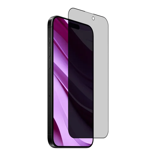 iPhone 17 Fekete ANANK - 2.5D 5X Megerősített Privacy Képernyővédő üvegfólia - 3