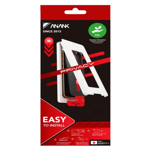 iPhone 15 Pro Fekete ANANK - 2.5D 2X Privacy Képernyővédő üvegfólia - 7