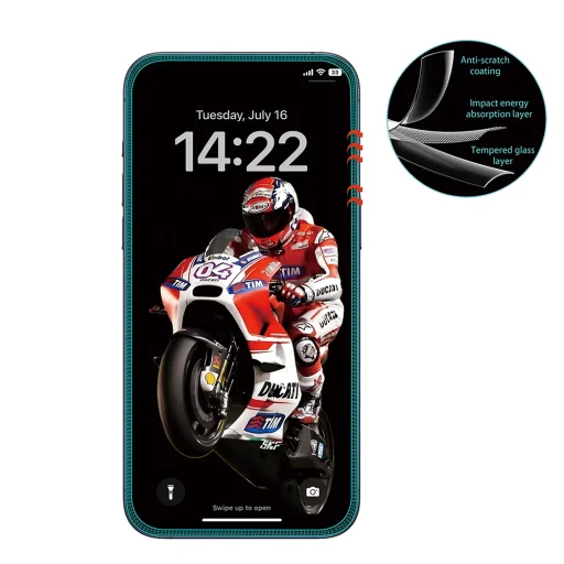 iPhone 17 Fekete ANANK 3D Repedésgátló 5X Megerősített Képernyővédő üvegfólia - 1