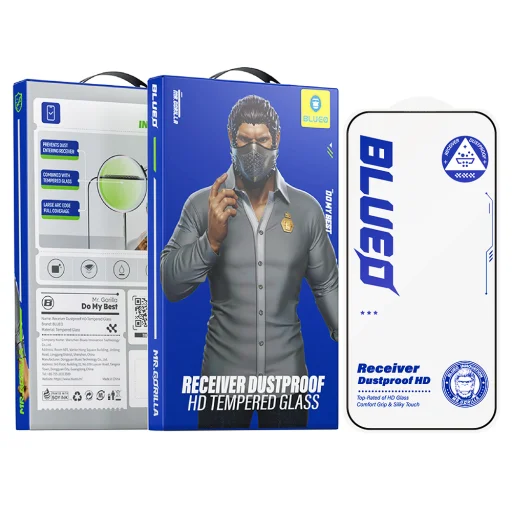 iPhone 15 Plus / iPhone 16 Plus Fekete Blueo - Anti-Dust HD üveg üvegfólia - 1