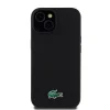  iPhone 15 Fekete Lacoste Liquid Silicone Microfiber Croc Logo MagSafe tok thumbnail