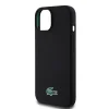  iPhone 15 Fekete Lacoste Liquid Silicone Microfiber Croc Logo MagSafe tok thumbnail