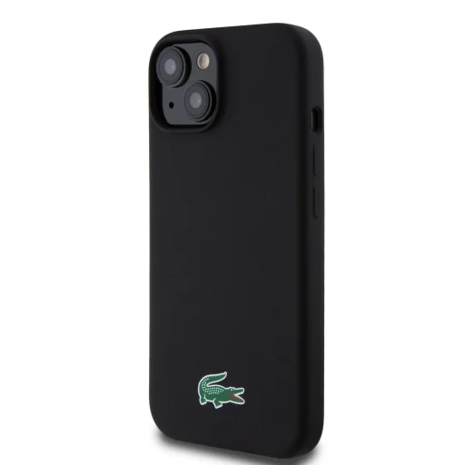  iPhone 15 Fekete Lacoste Liquid Silicone Microfiber Croc Logo MagSafe tok - 2