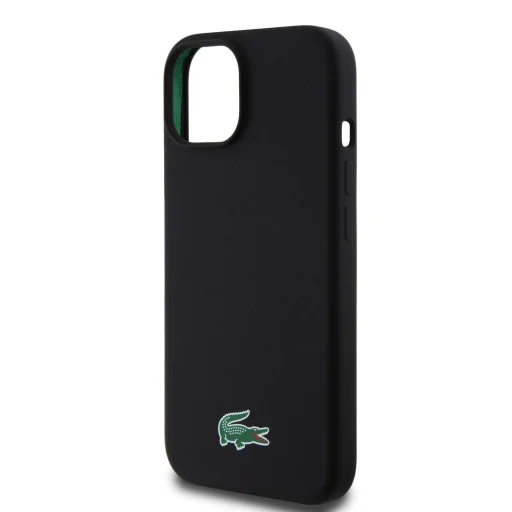  iPhone 15 Fekete Lacoste Liquid Silicone Microfiber Croc Logo MagSafe tok - 5