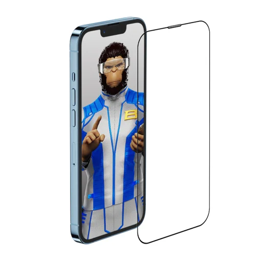 Blueo - Tükröződésmentes HD üveg - iPhone 13 / iPhone 13 Pro / iPhone 14 / iPhone 16e - Fekete üvegfólia - 4