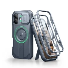 iPhone 17 Dexnor MagSafe ütésálló 360 tok kihajtható állvánnyal és kameravédővel kék