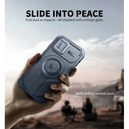 iPhone 17 Dexnor MagSafe ütésálló 360 tok kihajtható állvánnyal és kameravédővel kék - 1