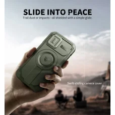 iPhone 17 Dexnor MagSafe ütésálló 360 tok kihajtható állvánnyal és kameravédővel zöld