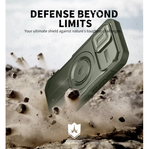 iPhone 17 Dexnor MagSafe ütésálló 360 tok kihajtható állvánnyal és kameravédővel zöld - 4