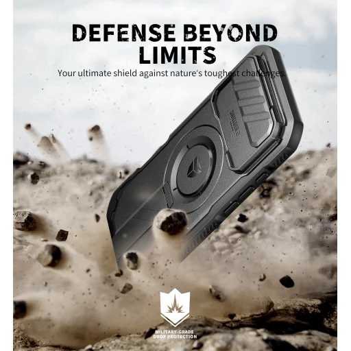 iPhone 17 Air Dexnor MagSafe ütésálló 360 tok kihajtható állvánnyal és kameravédővel fekete - 3