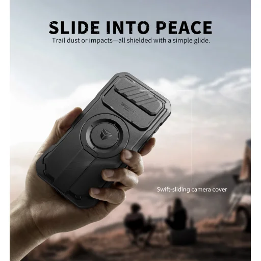 iPhone 17 Air Dexnor MagSafe ütésálló 360 tok kihajtható állvánnyal és kameravédővel fekete - 6