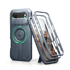 iPhone 17 Air Dexnor MagSafe ütésálló 360 tok kihajtható állvánnyal és kameravédővel kék