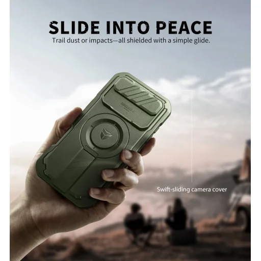 iPhone 17 Air Dexnor MagSafe ütésálló 360 tok kihajtható állvánnyal és kameravédővel zöld - 2