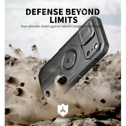 iPhone 17 Pro Max Dexnor MagSafe ütésálló 360 tok kihajtható állvánnyal és kameravédővel fekete - 2