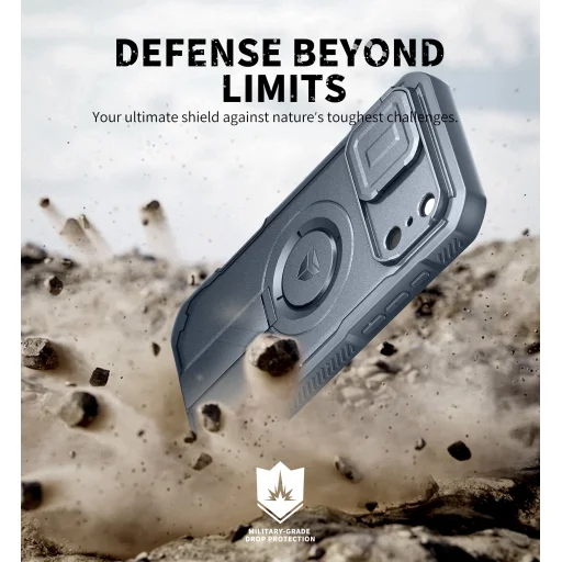 iPhone 17 Pro Max Dexnor MagSafe ütésálló 360 tok kihajtható állvánnyal és kameravédővel kék - 3