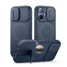 iPhone 17 Suritch MagSafe ütésálló tok kihajtható állvánnyal és kameravédővel kék