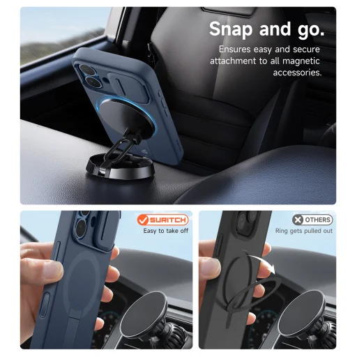 iPhone 17 Suritch MagSafe ütésálló tok kihajtható állvánnyal és kameravédővel kék - 5