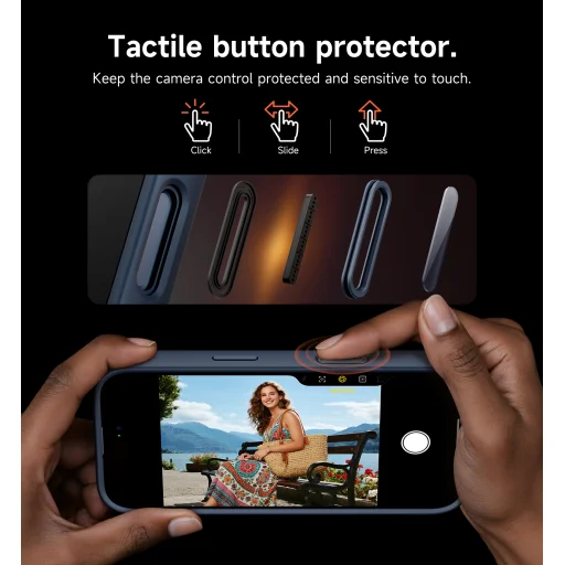 iPhone 17 Pro Max Suritch MagSafe ütésálló tok kihajtható állvánnyal és kameravédővel kék - 3