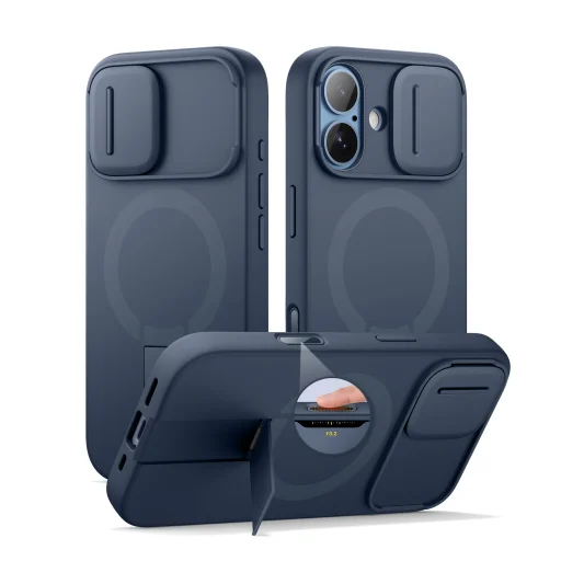 iPhone 17 Suritch MagSafe ütésálló tok kihajtható állvánnyal és kameravédővel kék - 1