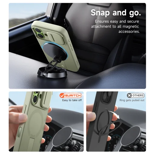 iPhone 17 Suritch MagSafe ütésálló tok kihajtható állvánnyal és kameravédővel zöld - 4
