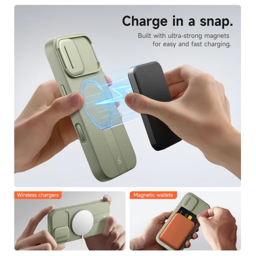 iPhone 17 Suritch MagSafe ütésálló tok kihajtható állvánnyal és kameravédővel zöld - 5