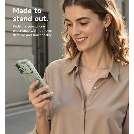iPhone 17 Suritch MagSafe ütésálló tok kihajtható állvánnyal és kameravédővel zöld - 8