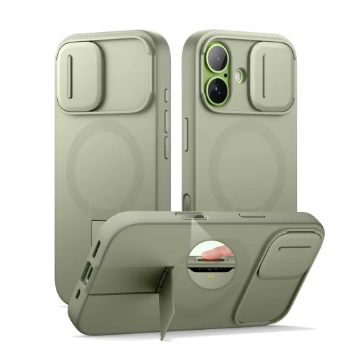 iPhone 17 Suritch MagSafe ütésálló tok kihajtható állvánnyal és kameravédővel zöld - 1