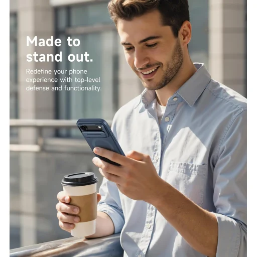 iPhone 17 Air Suritch MagSafe ütésálló tok kihajtható állvánnyal és kameravédővel kék - 7