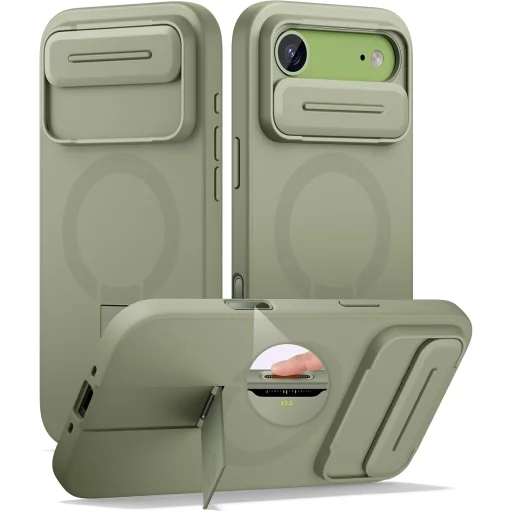 iPhone 17 Air Suritch MagSafe ütésálló tok kihajtható állvánnyal és kameravédővel zöld - 1