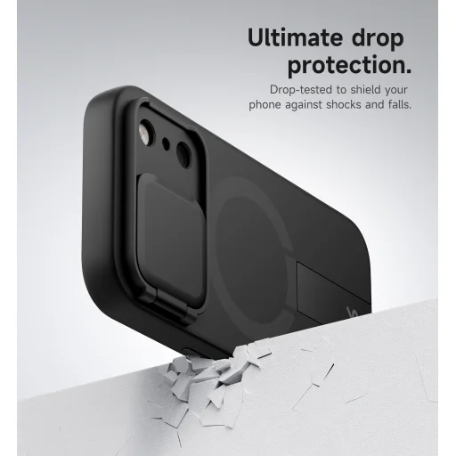 iPhone 17 Pro Max Suritch MagSafe ütésálló tok kihajtható állvánnyal és kameravédővel fekete - 9