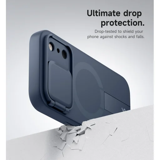 iPhone 17 Pro Max Suritch MagSafe ütésálló tok kihajtható állvánnyal és kameravédővel kék - 5