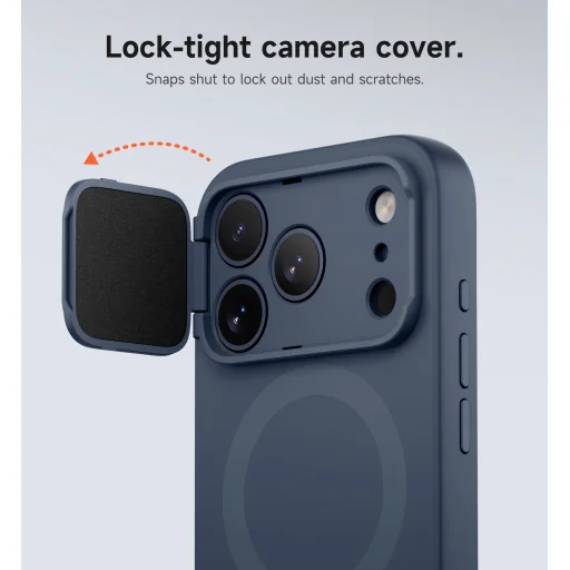 iPhone 17 Pro Max Suritch MagSafe ütésálló tok kihajtható állvánnyal és kameravédővel kék - 10