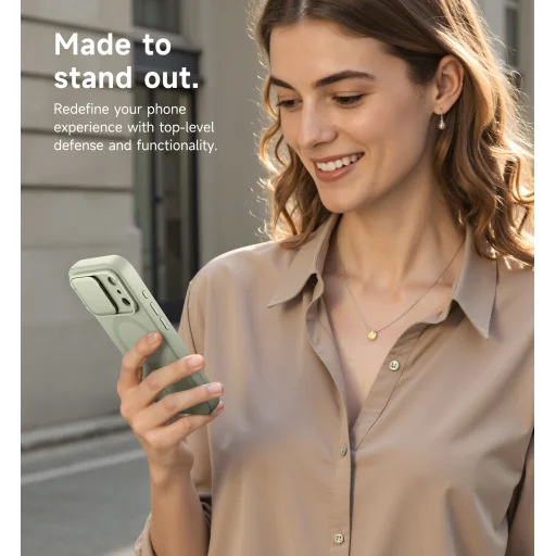 iPhone 17 Pro Suritch MagSafe ütésálló tok kihajtható állvánnyal és kameravédővel zöld - 6