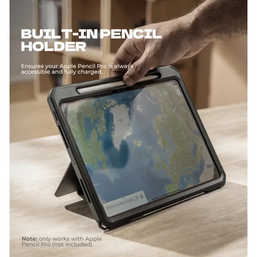 iPad Pro 11 2024 Dexnor 360 fokos forgó tok Apple Pencil tartóval fekete ütésálló - 3