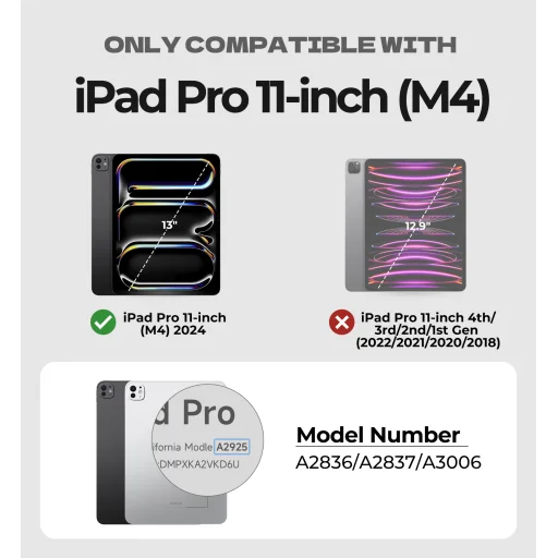 iPad Pro 11 2024 Dexnor 360 fokos forgó tok Apple Pencil tartóval fekete ütésálló - 4