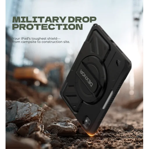 iPad Pro 11 2024 Dexnor 360 fokos forgó tok Apple Pencil tartóval fekete ütésálló - 7