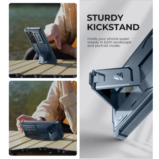 Samsung Galaxy S24 Ultra Dexnor 360 ütésálló tok kihajtható állvánnyal és kameravédővel kék - 7