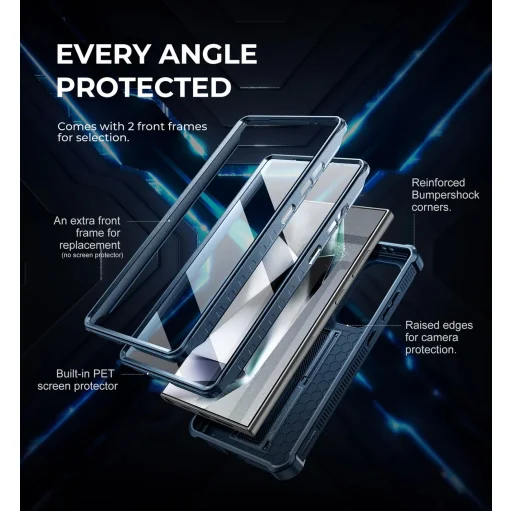 Samsung Galaxy S24 Ultra Dexnor 360 ütésálló tok kihajtható állvánnyal és kameravédővel kék - 2