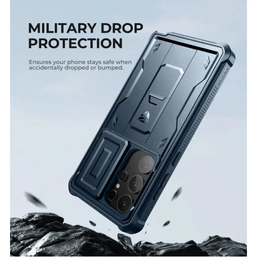 Samsung Galaxy S24 Ultra Dexnor 360 ütésálló tok kihajtható állvánnyal és kameravédővel kék - 6