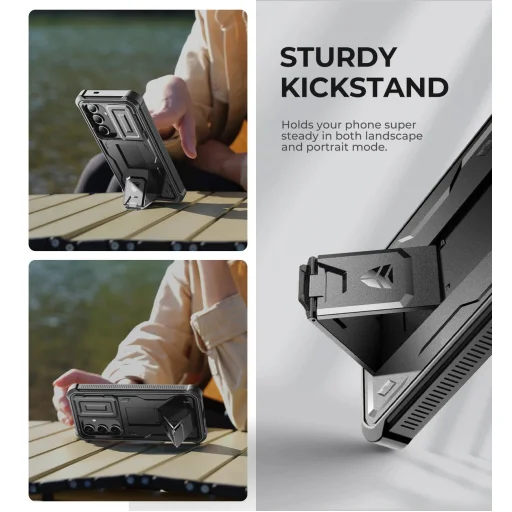 Samsung Galaxy S24 Dexnor 360 ütésálló tok kihajtható állvánnyal és kameravédővel fekete - 3