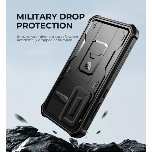 Samsung Galaxy S24 Dexnor 360 ütésálló tok kihajtható állvánnyal és kameravédővel fekete - 5