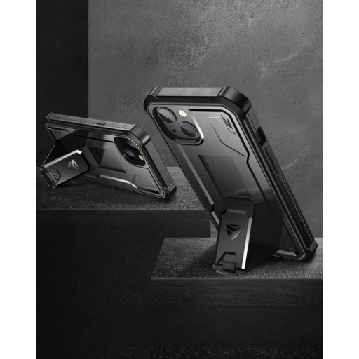 iPhone 13 Dexnor 360 ütésálló tok kihajtható állvánnyal fekete - 7