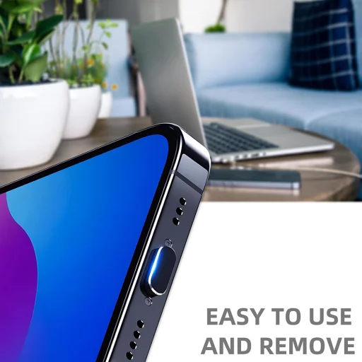 Type-C, Alumínium, Puha Szilikon Techsuit (4 db-os) Anti-Porzáró Dugó Fedél PortShieldX (AD1) Telefon Tisztító Kefével - Fekete/Fehér - 2