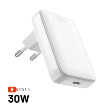 Falitöltő Fixed (FIXCG30S-C-WH) - Slim Design, Type-C, GaN, Power Delivery 3.0, 30W - Fehér