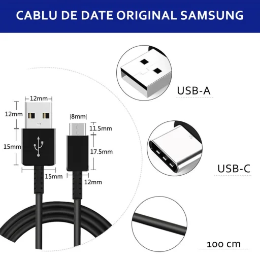 Samsung - Adatkábel (EP-DG970BWE) - USB to Type-C, Gyors töltés 2.1A, 1m - Fehér (Tömeges csomagolás) - 6