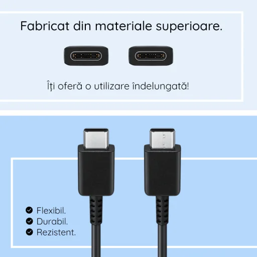 Samsung - Adatkábel (EP-DA705BBEGWW) - USB-C to Type-C Gyors Töltés 3A, 1m - Fekete (Csomagolás nélküli) - 4