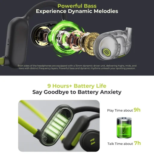 Bluetooth fülhallgató (E531BT) Havit - Sporthoz, Bluetooth 5.3, Type-C, 110mAh - Zöld - 6