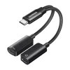 Ugreen CM821 hangkártya USB-C 2x USB-C-re (fekete)
