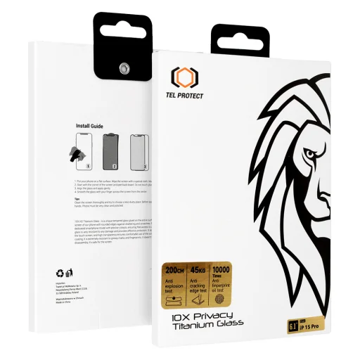 10X Privacy Titanium üvegfólia iPhone 14-hez - 8